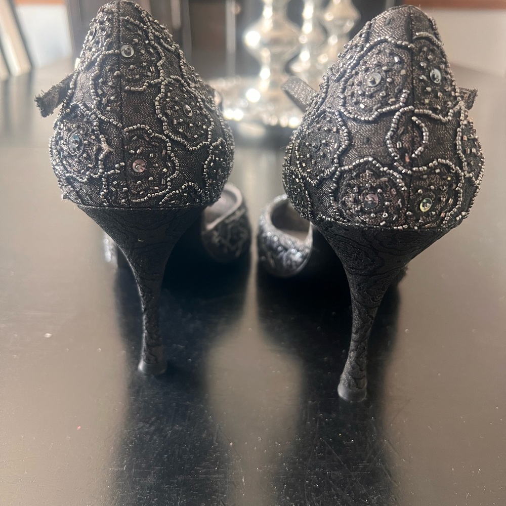 Valerie Stevens Sparkling Black Heels - Picture 2 of 7